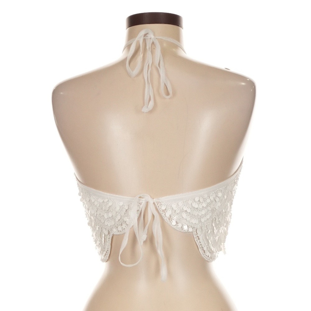 12th Tribe Cleo White Sequin Halter Tie Top - Size L - Picture 6 of 10